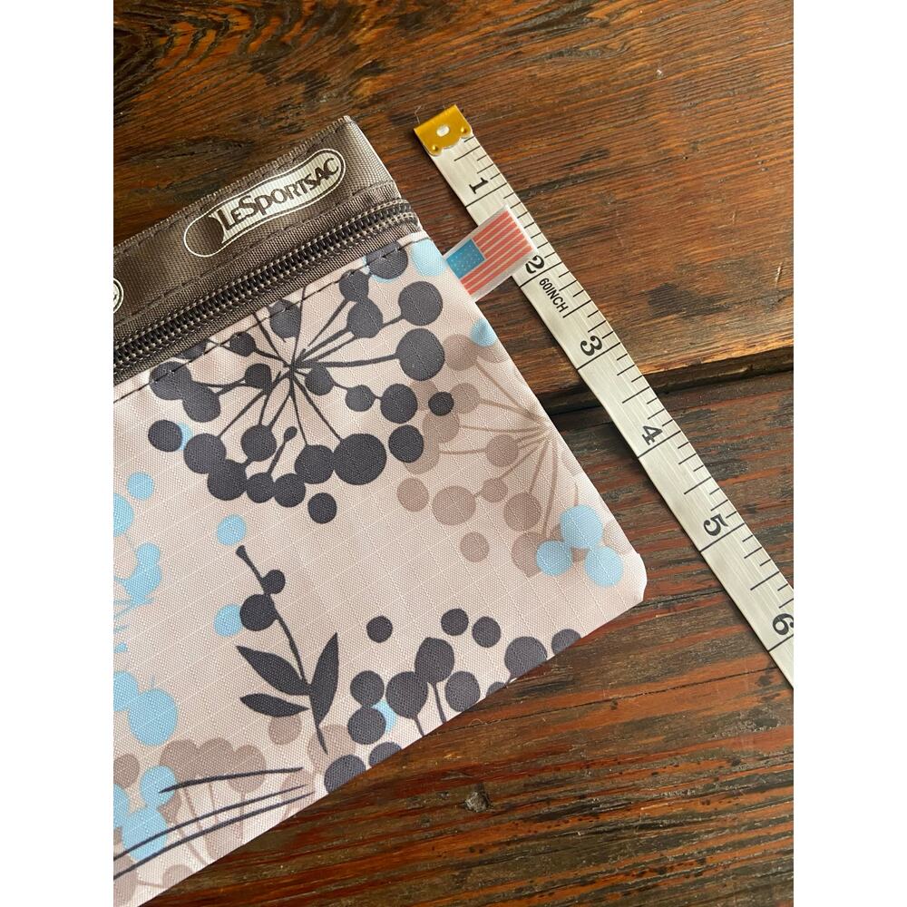 LESPORTSAC Gray/Beige Floral Zip Pouch - Picture 6 of 6